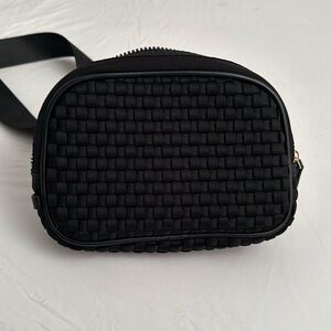 Ahdorned Black Woven Crossbody Bag